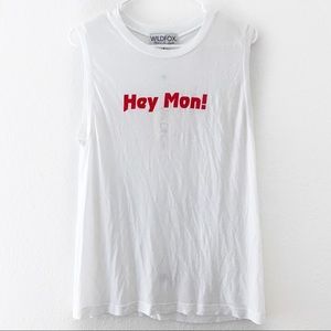 (NWT) Wildfox | "Hey Mon!" Graphic White Tank Top